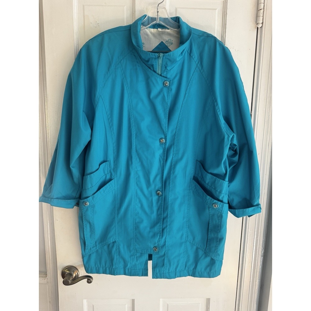 British Mist Blue Coastal Rain Jacket M Lightweight Utility Travel Windbreaker‎